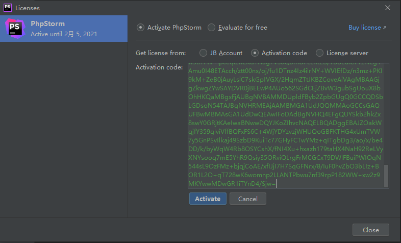 phpstorm2020.3.1最新破解输入激活码